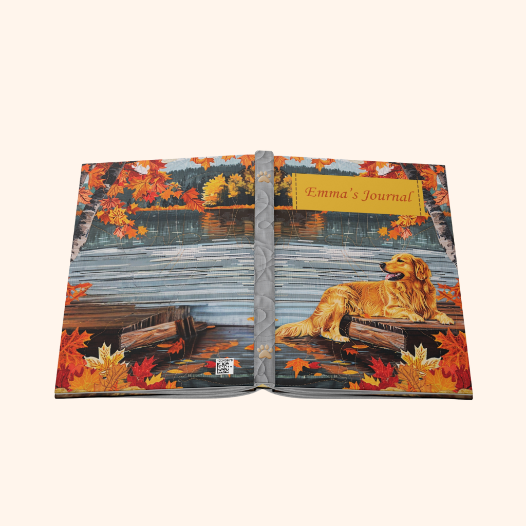 Quilted-Look Golden Retriever – Hardcover Journal