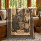 Gray Wolf Woven Throw Blanket | Woodland Animal Decor | Cotton Tapestry Throw | Naturalist Journal Gift
