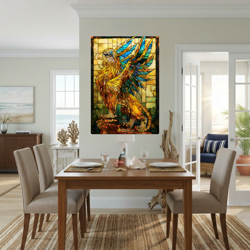 Griffin – Stained Glass Style Metal Wall Art