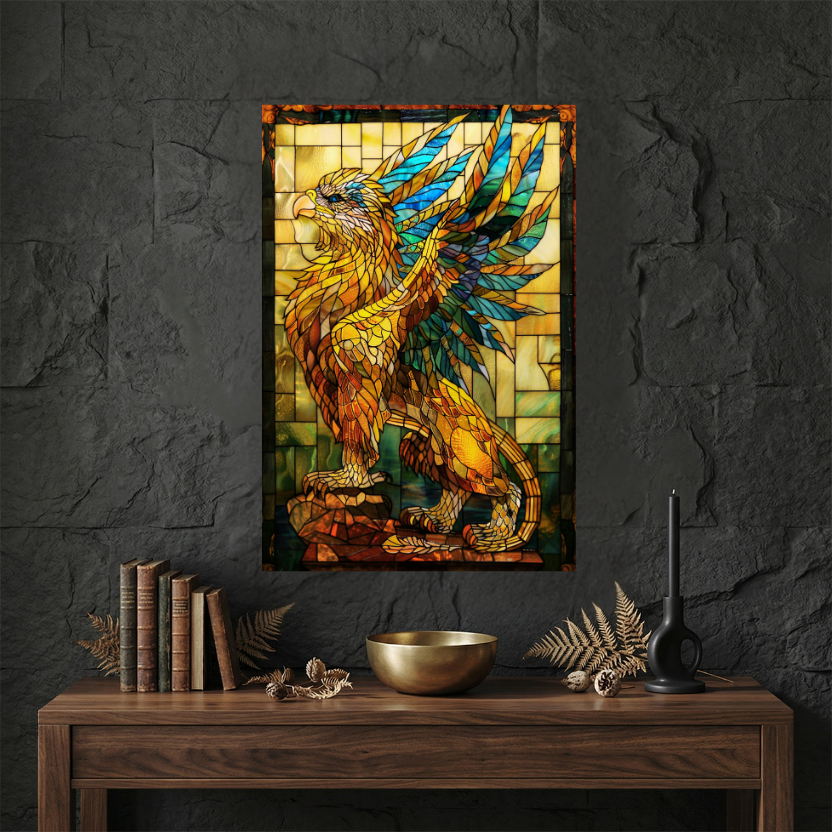 Griffin – Stained Glass Style Metal Wall Art