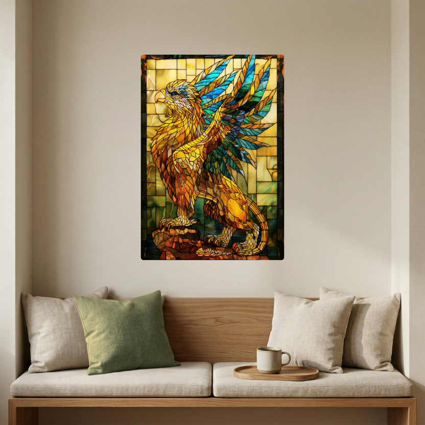 Griffin – Stained Glass Style Metal Wall Art