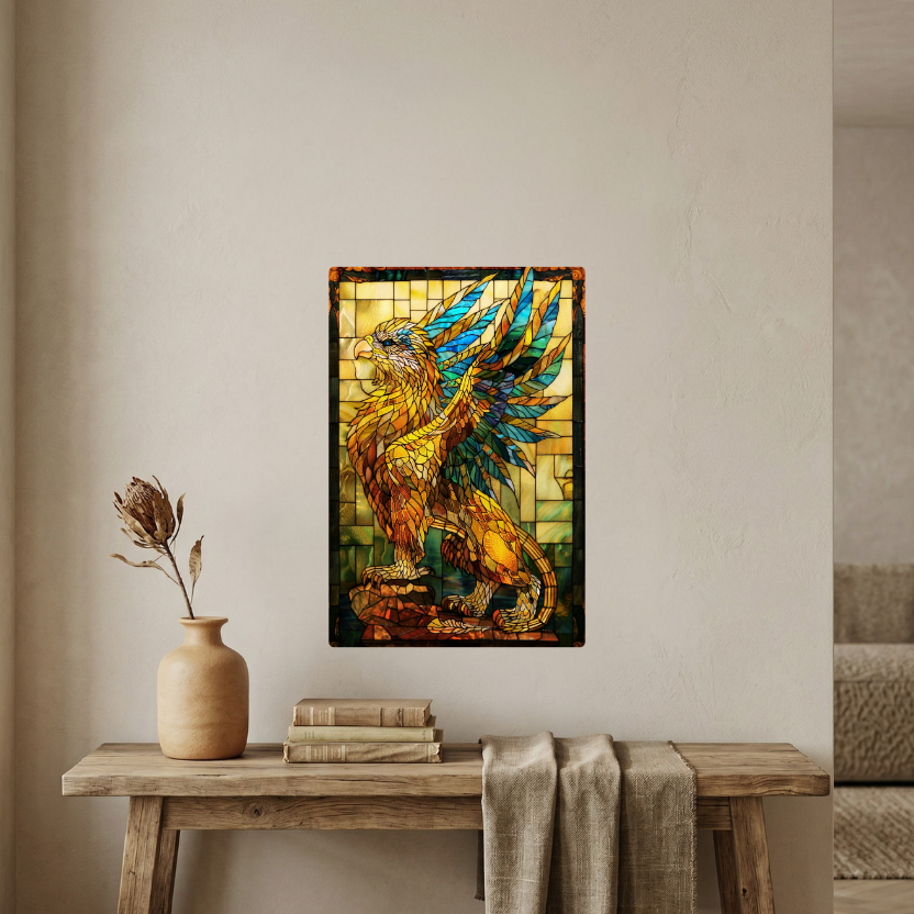 Griffin – Stained Glass Style Metal Wall Art