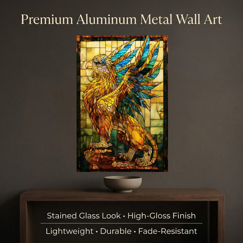 Griffin – Stained Glass Style Metal Wall Art
