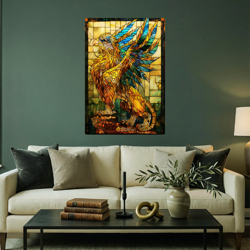 Griffin – Stained Glass Style Metal Wall Art