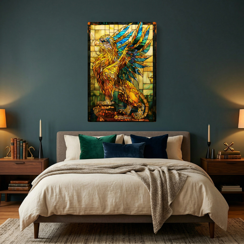 Griffin – Stained Glass Style Metal Wall Art