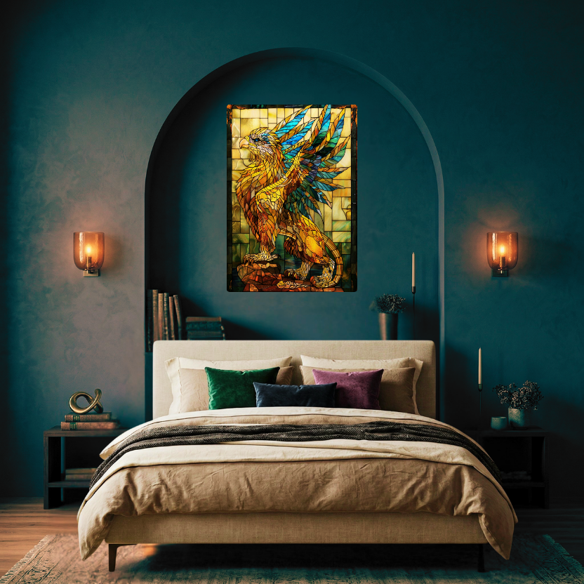 Griffin – Stained Glass Style Metal Wall Art