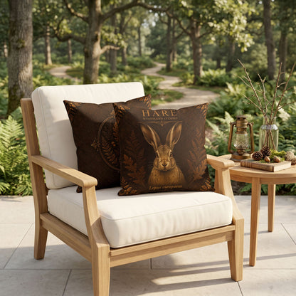 Hare Woodland Pillow, Rustic Throw Pillow, Cabin Decor Cushion, Lodge Style Accent, Wildlife Home Decor
