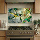Hummingbird Metal Kitchen Backsplash Panel, Stained Glass Inspired Wall Art