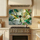 Hummingbird Metal Kitchen Backsplash Panel, Stained Glass Inspired Wall Art