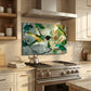 Hummingbird Metal Kitchen Backsplash Panel, Stained Glass Inspired Wall Art
