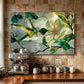 Hummingbird Metal Kitchen Backsplash Panel, Stained Glass Inspired Wall Art