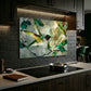 Hummingbird Metal Kitchen Backsplash Panel, Stained Glass Inspired Wall Art