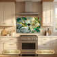 Hummingbird Metal Kitchen Backsplash Panel, Stained Glass Inspired Wall Art