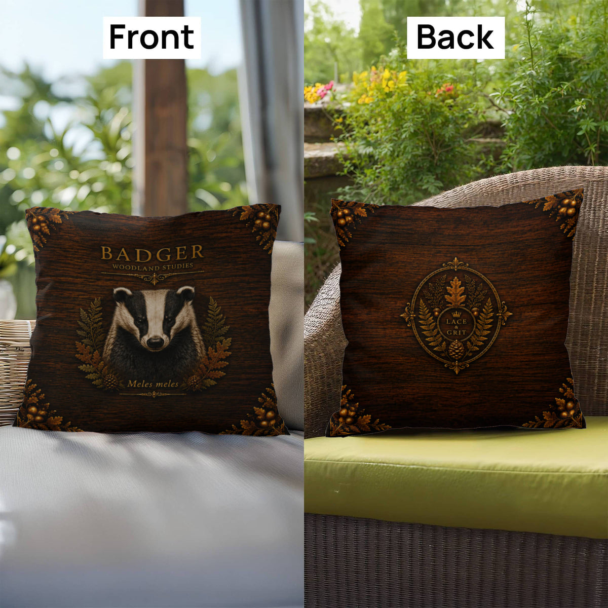 Badger Outdoor Pillow – Woodland Patio & Porch Decor