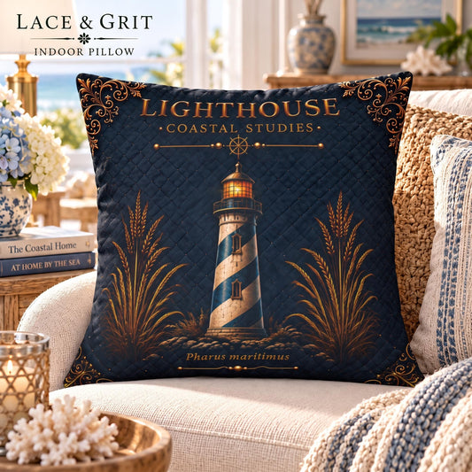 Lighthouse Pillow | Indoor Faux Suede & Outdoor | Coastal Decor | Lace & Grit