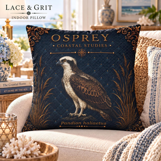Osprey Pillow | Indoor Faux Suede & Outdoor | Coastal Decor | Lace & Grit