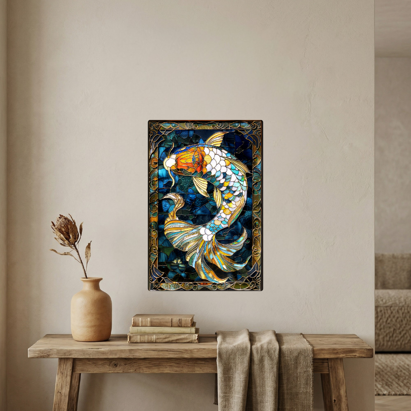 Koi Fish – Stained Glass Style Metal Wall Art