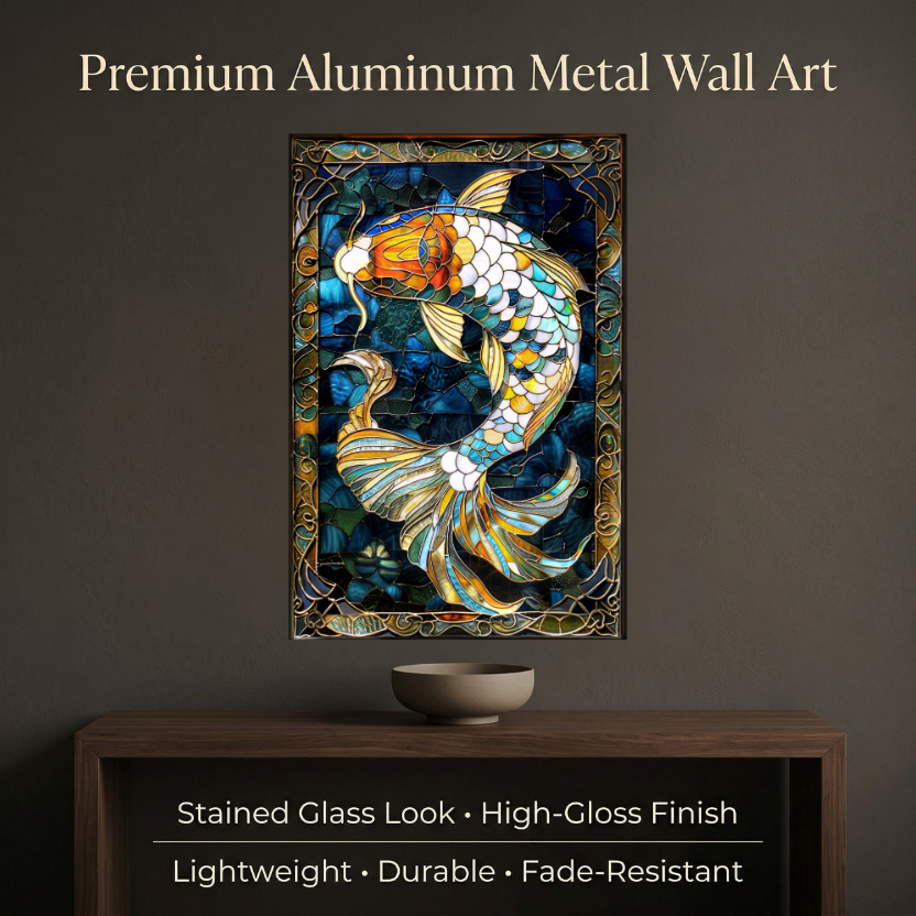 Koi Fish – Stained Glass Style Metal Wall Art