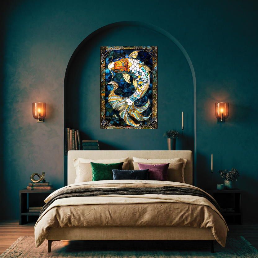 Koi Fish – Stained Glass Style Metal Wall Art