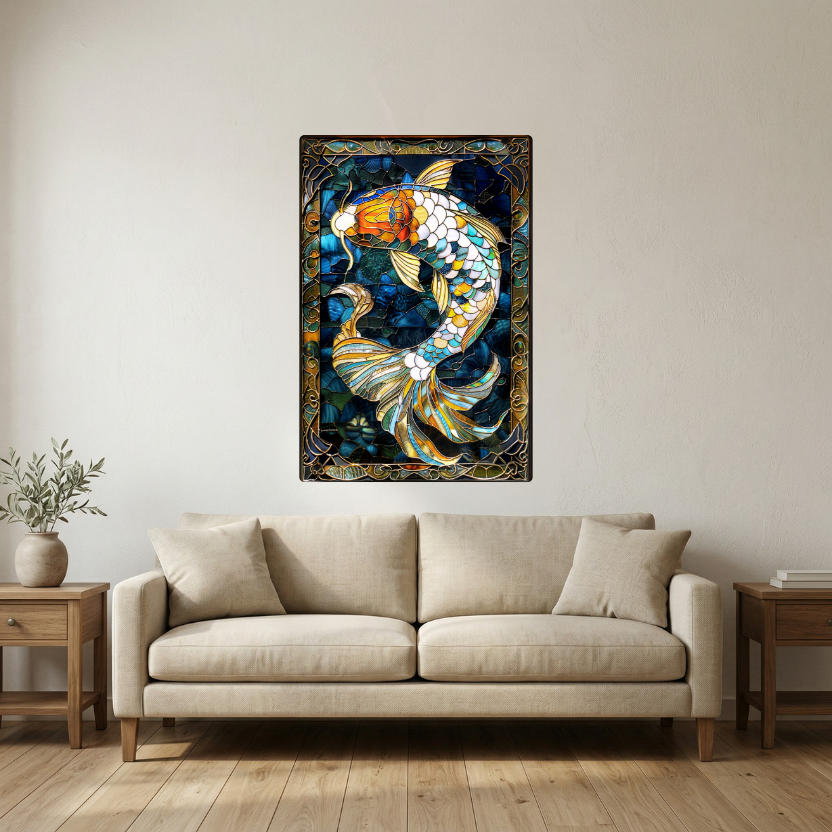 Koi Fish – Stained Glass Style Metal Wall Art