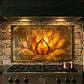 Lotus Metal Kitchen Backsplash Panel, Stained Glass Inspired Wall Art