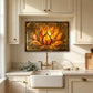 Lotus Metal Kitchen Backsplash Panel, Stained Glass Inspired Wall Art