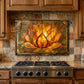 Lotus Metal Kitchen Backsplash Panel, Stained Glass Inspired Wall Art