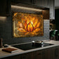 Lotus Metal Kitchen Backsplash Panel, Stained Glass Inspired Wall Art