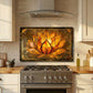Lotus Metal Kitchen Backsplash Panel, Stained Glass Inspired Wall Art