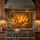 Lotus Metal Kitchen Backsplash Panel, Stained Glass Inspired Wall Art