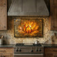 Lotus Metal Kitchen Backsplash Panel, Stained Glass Inspired Wall Art