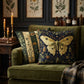 Luna Moth Apothecary Pillow – Embroidered-Look Dark Academia Botanical Decor