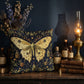 Luna Moth Apothecary Pillow – Embroidered-Look Dark Academia Botanical Decor