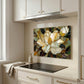 Magnolia Metal Kitchen Backsplash Panel, Stained Glass Inspired Wall Art