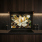 Magnolia Metal Kitchen Backsplash Panel, Stained Glass Inspired Wall Art