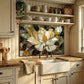 Magnolia Metal Kitchen Backsplash Panel, Stained Glass Inspired Wall Art