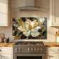 Magnolia Metal Kitchen Backsplash Panel, Stained Glass Inspired Wall Art