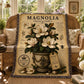 Magnolia Woven Throw Blanket, Botanical Garden Decor, Cotton Tapestry Throw, English Cottage Floral Gift