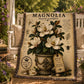Magnolia Woven Throw Blanket, Botanical Garden Decor, Cotton Tapestry Throw, English Cottage Floral Gift