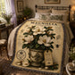 Magnolia Woven Throw Blanket, Botanical Garden Decor, Cotton Tapestry Throw, English Cottage Floral Gift