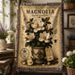 Magnolia Woven Throw Blanket, Botanical Garden Decor, Cotton Tapestry Throw, English Cottage Floral Gift