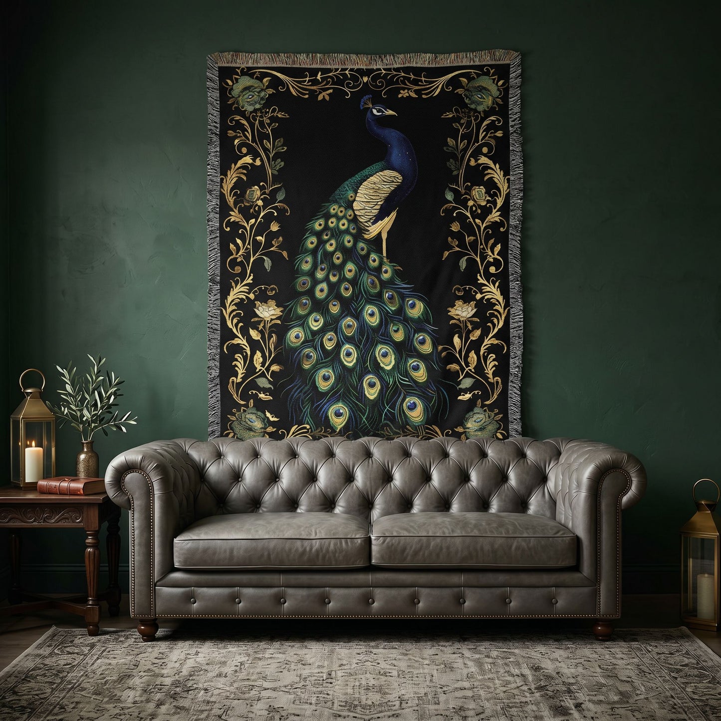 Beaded Look Peacock Woven Blanket | Artisan Global Boho Decor