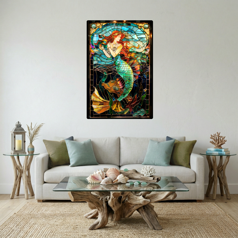 Mermaid – Stained Glass Style Metal Wall Art