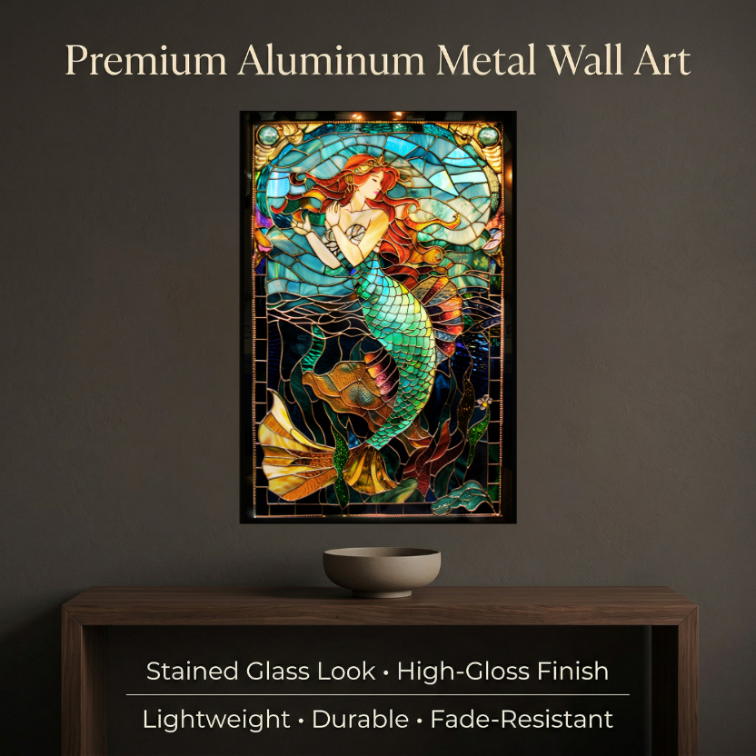Mermaid – Stained Glass Style Metal Wall Art