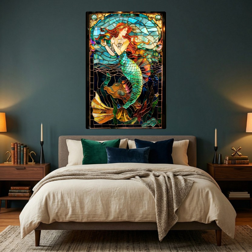 Mermaid – Stained Glass Style Metal Wall Art