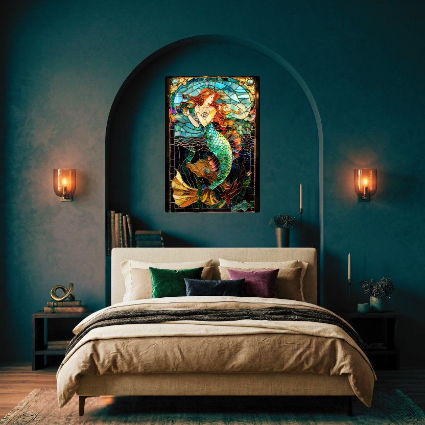 Mermaid – Stained Glass Style Metal Wall Art