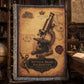 Antique Brass Microscope Woven Throw Blanket | Cabinet of Curiosities Decor | Cotton Tapestry | Science History Gift