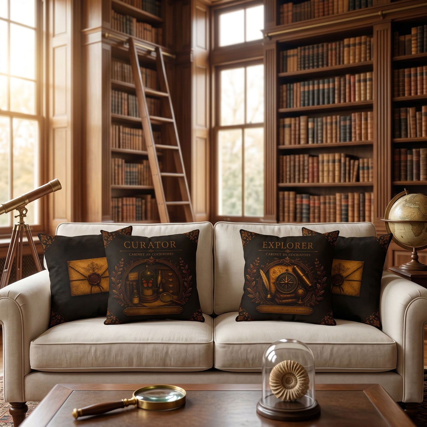 Curator Cabinet of Curiosities Pillow, Dark Academia Throw Pillow, Library Decor Cushion, Museum Style Home Accent