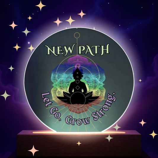 New Path Buddha Plaque – Let Go Grow Strong Rainbow Chakra Decor
