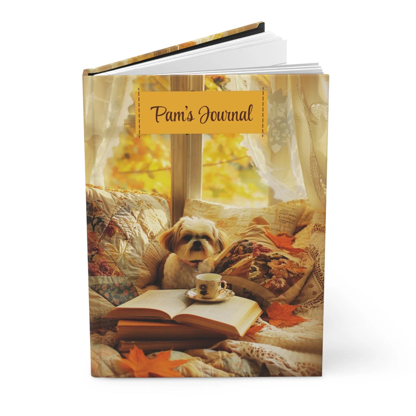 Quilted-Look Shih Tzu Journal - Cozy Fall Reading Nook, Dog Lover Gift